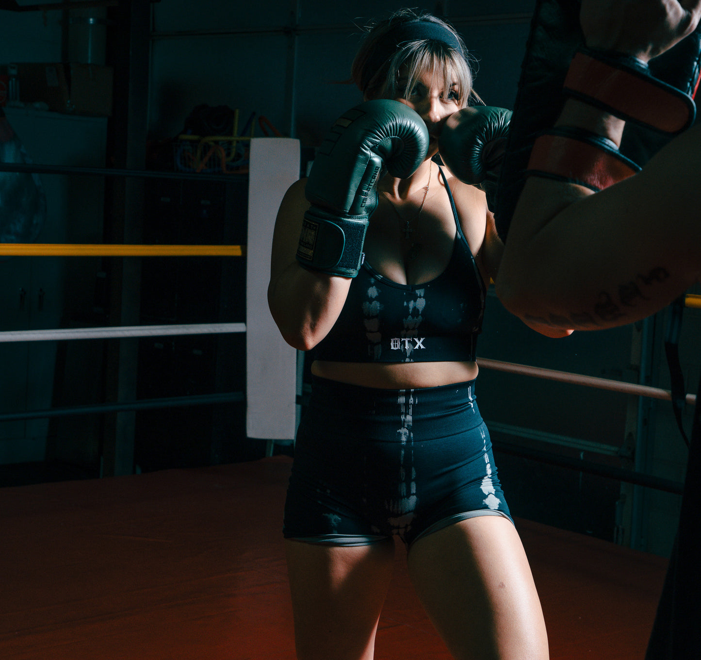 Womens Black Tie-Dye Shorts