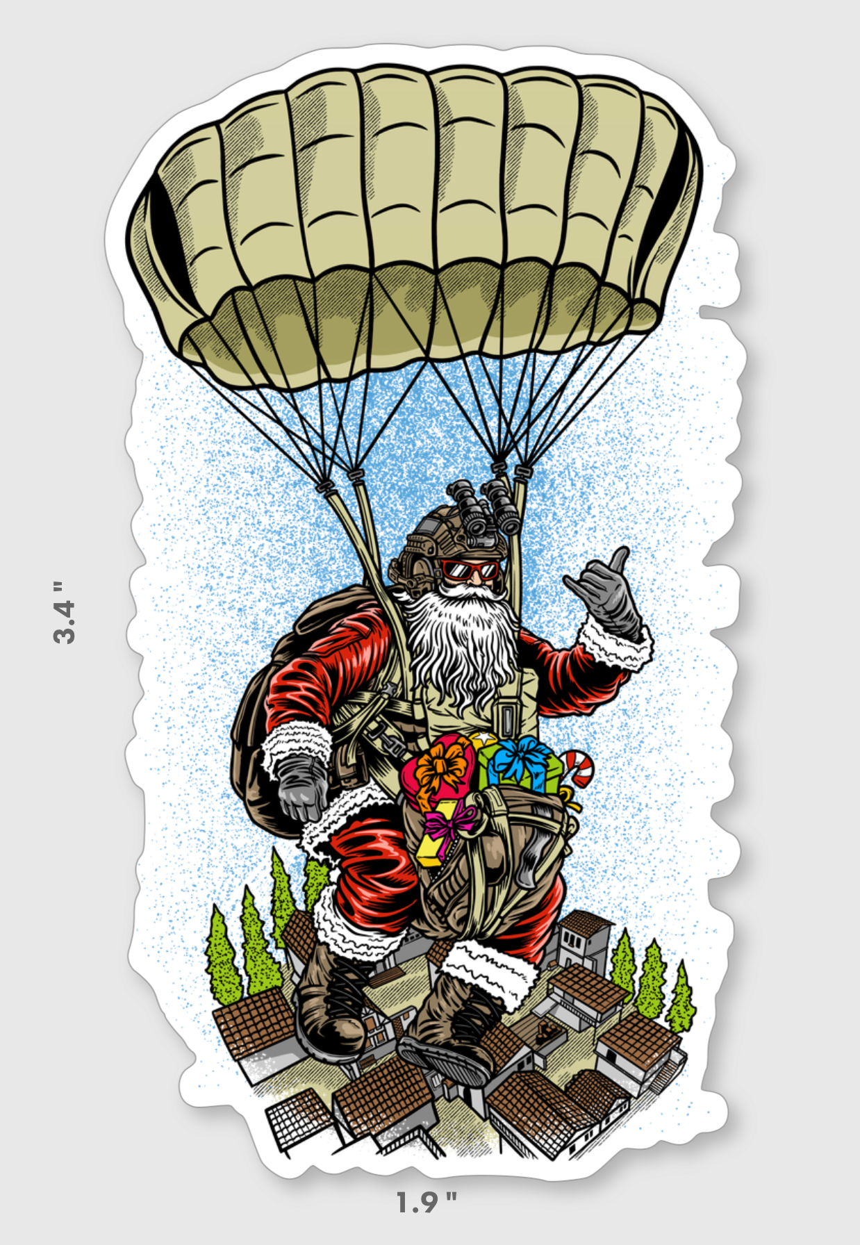 Airborne Santa Christmas Sticker