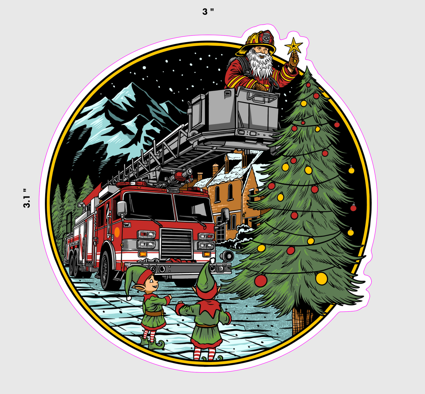 Firefighter Santa Christmas Sticker