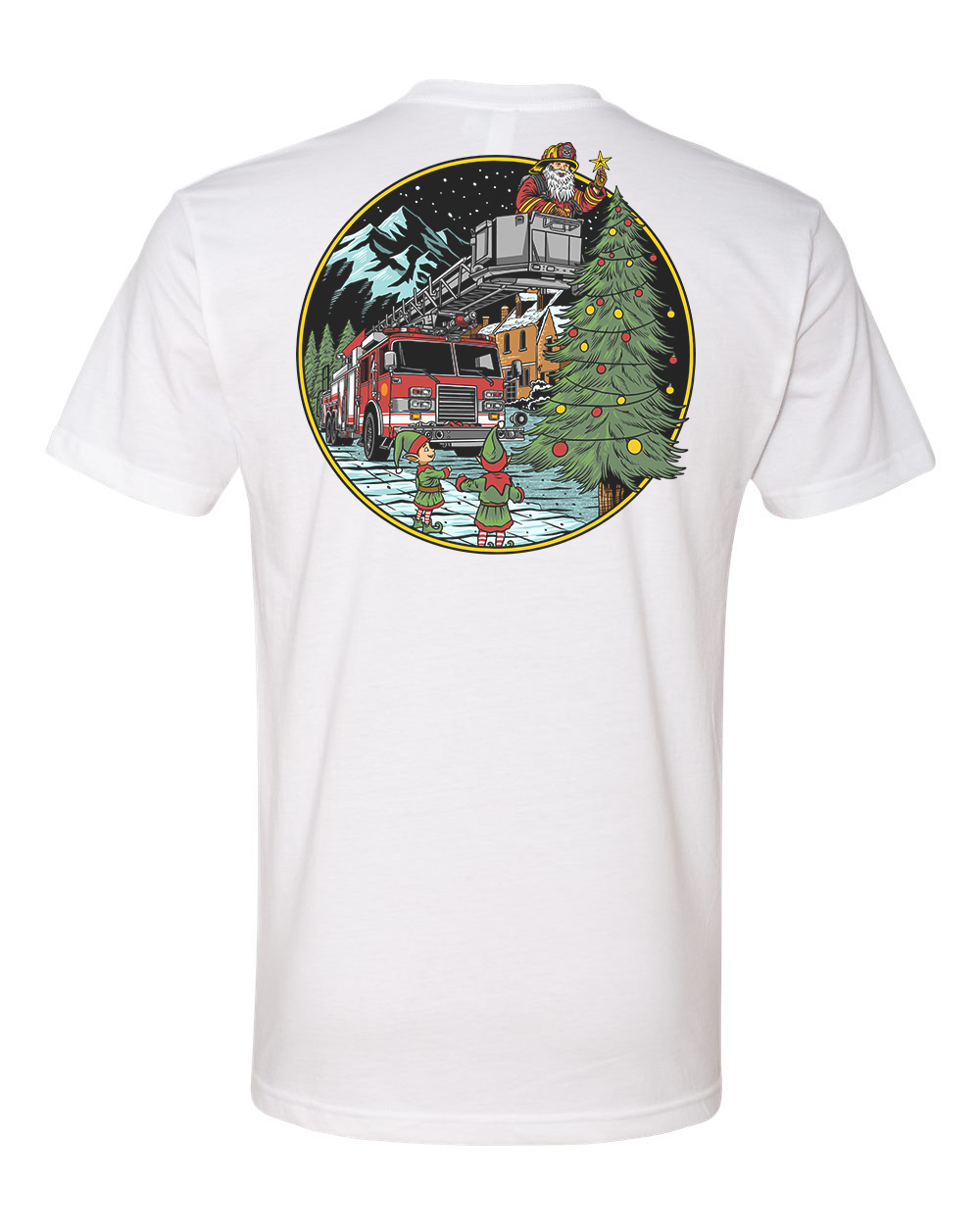 Firefighter Santa Christmas Tee