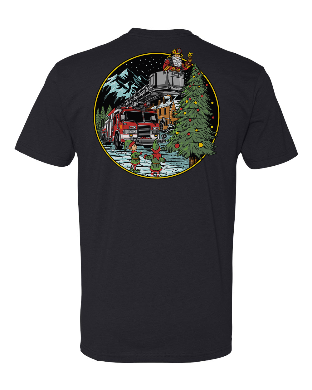 Firefighter Santa Christmas Tee