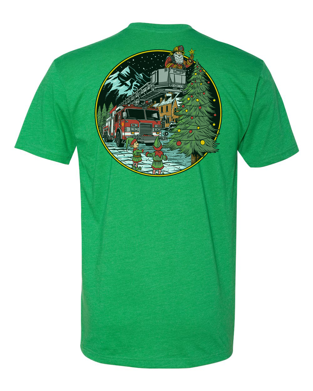 Firefighter Santa Christmas Tee