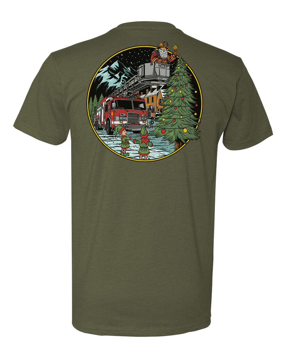 Firefighter Santa Christmas Tee
