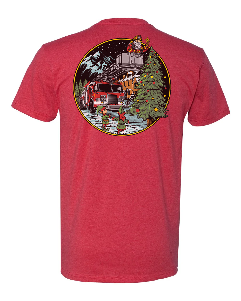 Firefighter Santa Christmas Tee