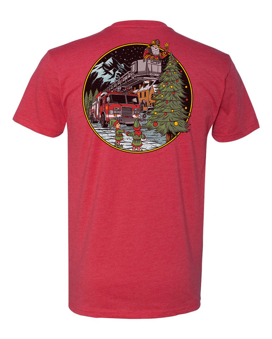 Firefighter Santa Christmas Tee